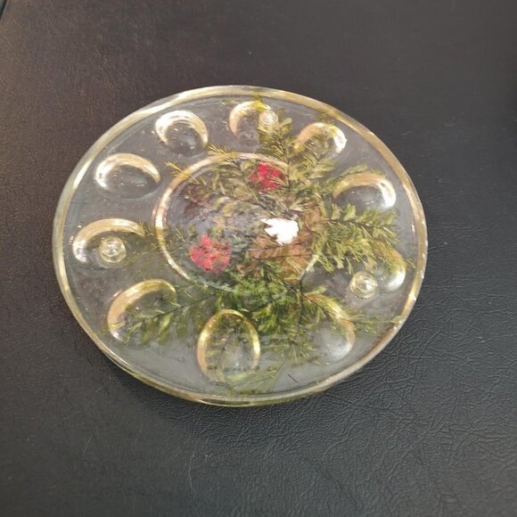 Vintage Deviled Egg Lucite Acrylic Pressed Flowers - Picture 2 of 5